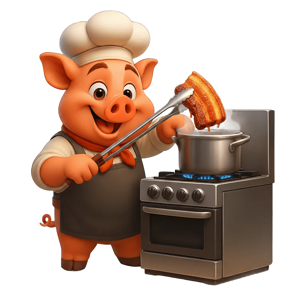 Chef cocinando panceta